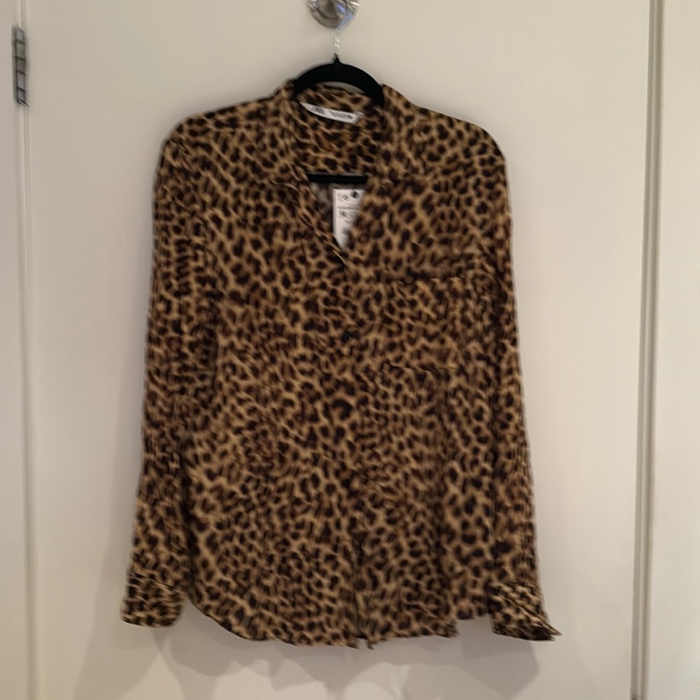 Zara Leopard button down shirt